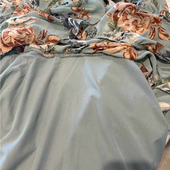 CHICWISH Green with Flowers chiffon dress - Picture 5 of 5